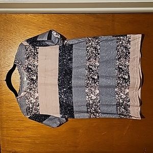 Short Sleeve Pink/Gray/Black Top - Size S